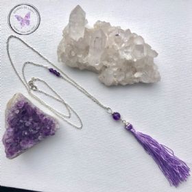 Amethyst Silver Lilac Tassel Necklace